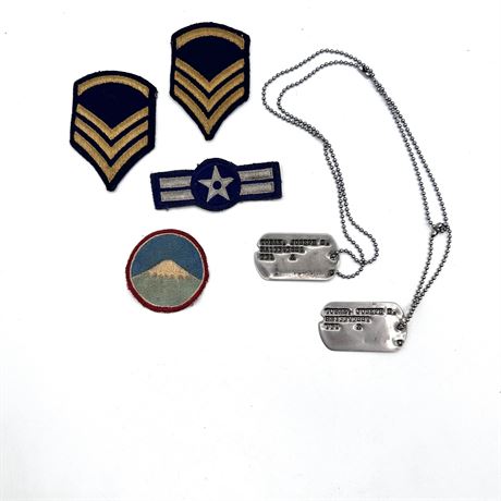 Military Patches (4) & Dog Tags