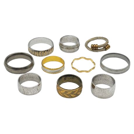 Vintage Band Style Rings Lot, Some Sterling