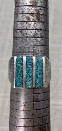 Mexican Silver & Crushed Turquoise Men’s Ring