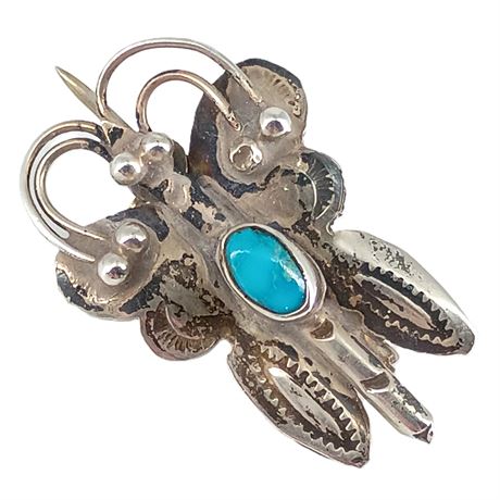 Southwestern Style Turquoise Figural Moth Brooch Pin