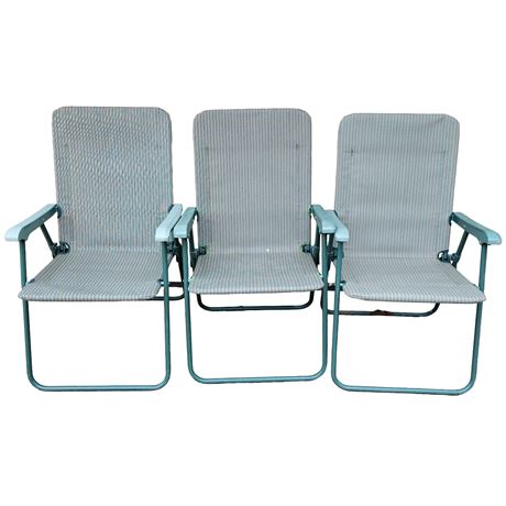 Green Folding Lawn Chairs - Set of 3