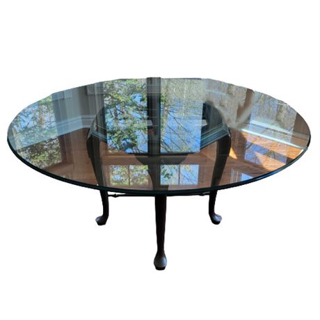 Modern Chippendale Style Round Glass Top Dining Room Table