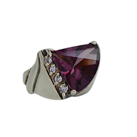 925 Sterling Silver Modernist Ring with Vibrant Purple Stone Sz 7