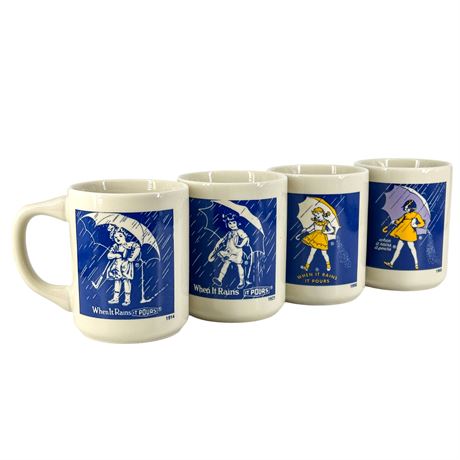 Full Set of Four Vintage Morton's Salt Mugs