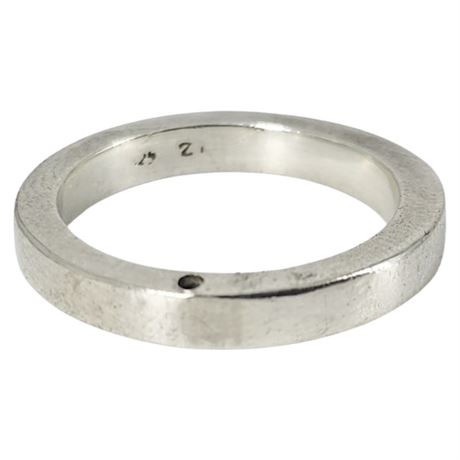 Vintage Thick Sterling Silver Band Ring w/ Hole, Sz 8.75