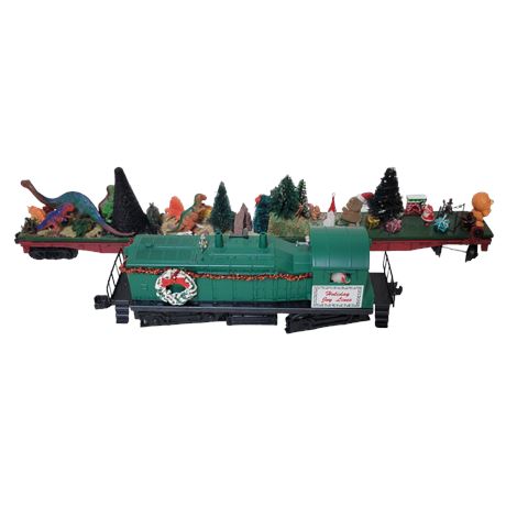Custom Decorated Green Holiday Joy Lines / Lionel Red Train Carts