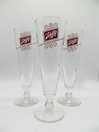 3 SCHLITZ Beer Glasses