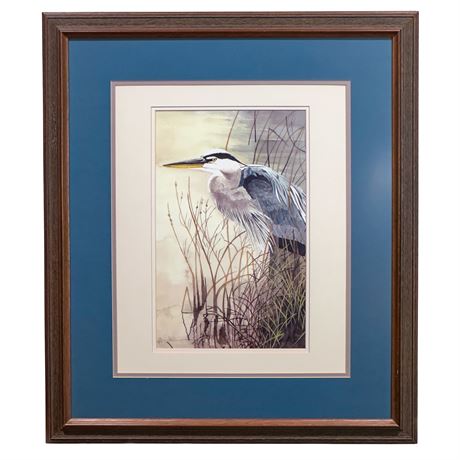 Original Framed & Signed Limited Edition Heron Print