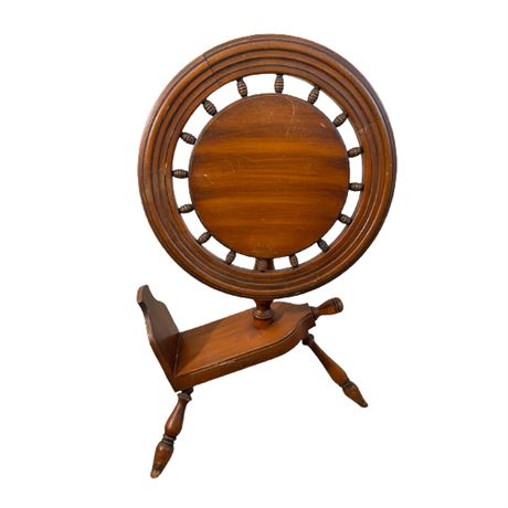 Vintage Maple Spinning Wheel Flip Top Table