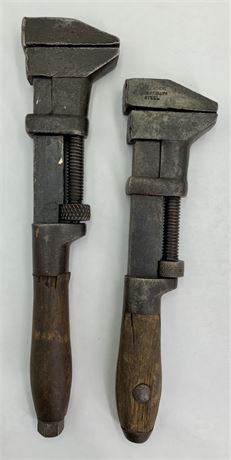 2 Antique 12” & 10” Monkey Wrench Hand Tools