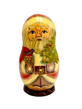 Vtg G. DeBrekht Russian Babushka Wood Santa