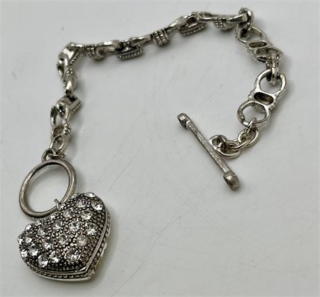 Rhinestone heart pendant vintage bracelet
