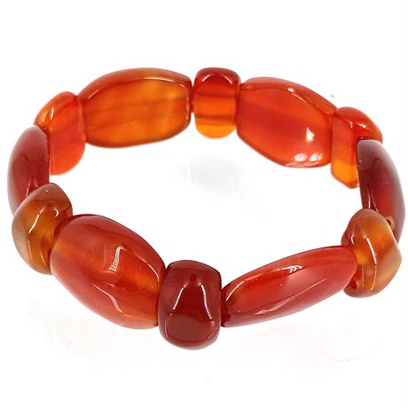 Banded Carnelian Gemstone Elastic Bracelet