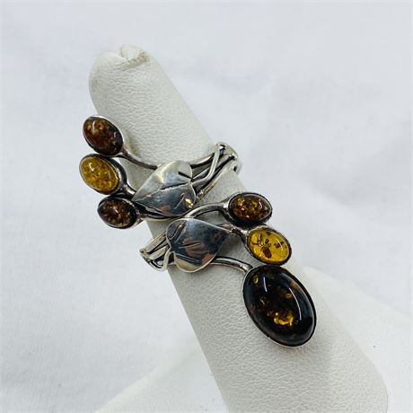 Gorgeous 6g Baltic Amber Sterling Wrap Ring Size 6.5