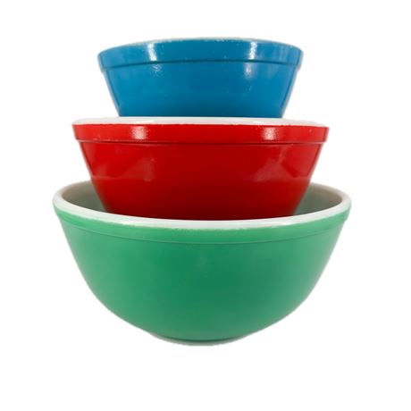 Lot of 3 PYREX Primary Colors Mixing Bowls