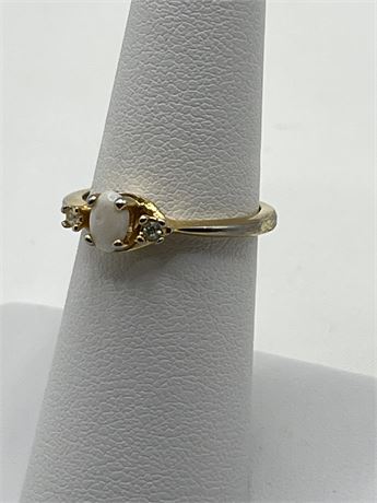 18 karat HGE Vintage white stone with clear rhinestones