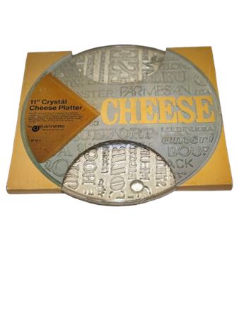 Vtg Jeannette Glassware Crystal Cheese Platter - NOS