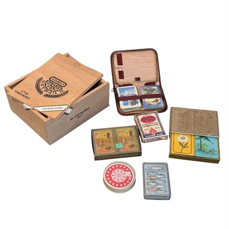 Cigar Box of Vintage Playing Cards