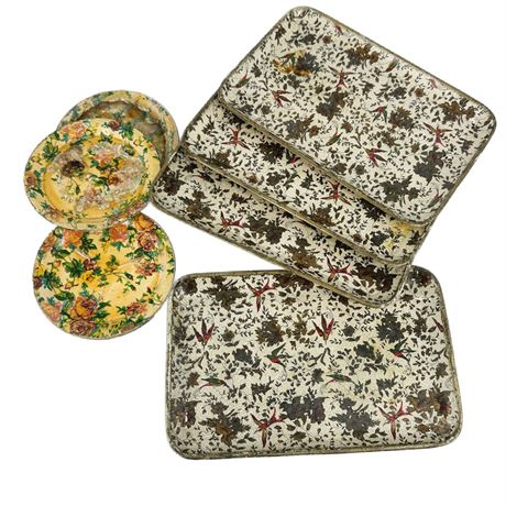 Lot of Decorative Composite Trays & Coasters