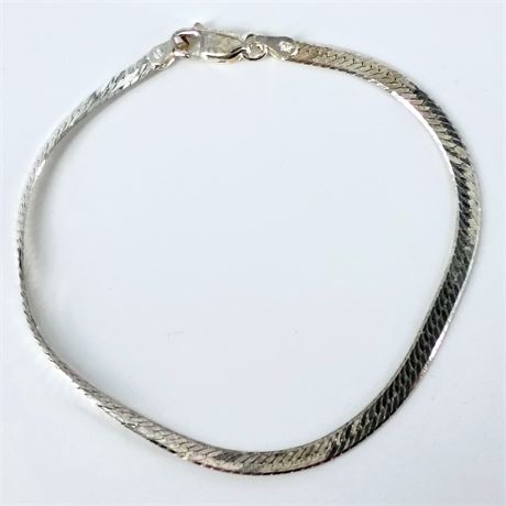 925 Silver Herringbone Bracelet with Lobster Clasp