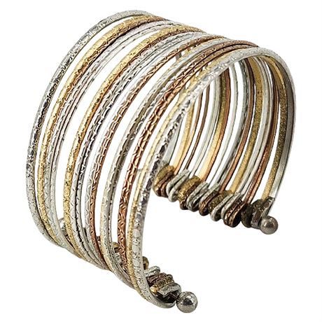 Modern Multi-Colored Wide Metal Cuff Bracelet