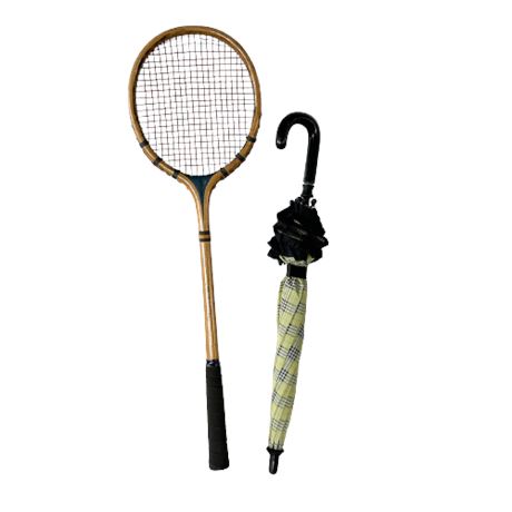 Vintage Parasol & Spalding Tennis Racket