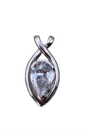 Stunning Sterling Silver 4 Carat Pear Shaped CZ Pendant