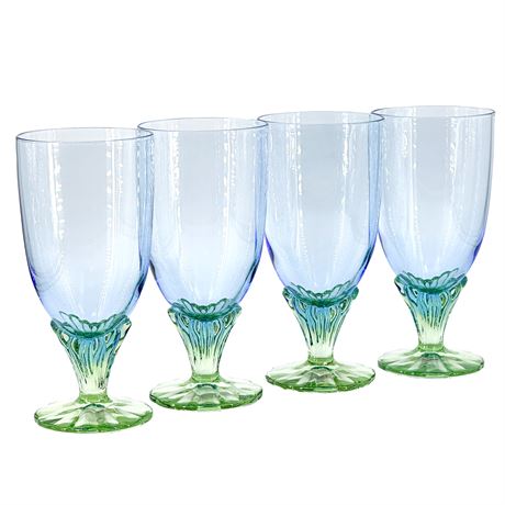 Lot of Four Bormioli Rocco Bahia Bi-Color Italian Cooler Glasses