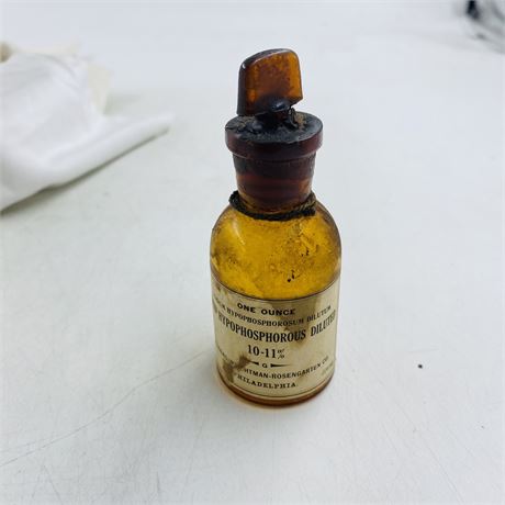Antique Acid Bottle w/ Paper Label