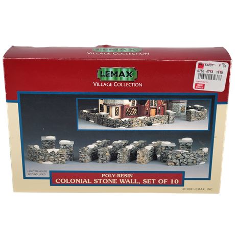 Lemax Poly-Resin Colonial Stone Wall, Set of 10