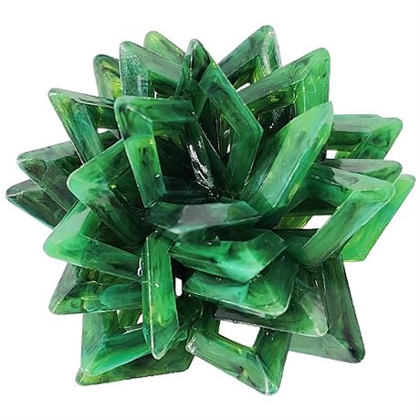 Vintage Marbled Green Lucite Dimensional Abstract Flower Brooch