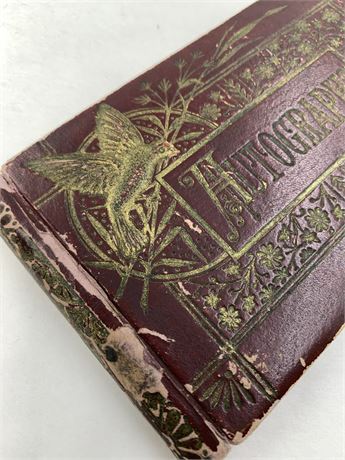 Antique 1884 Embossed Bird Autograph Book with Personal Notations