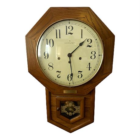 Vintage Hamilton Oak Wall Clock