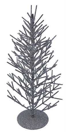 12” Sparkling Silver Glitter Encrusted Metal Winter Wonderland Tree