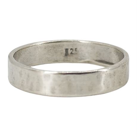 Artisan Made Hammered Sterling Silver Band Ring, Sz 5.25