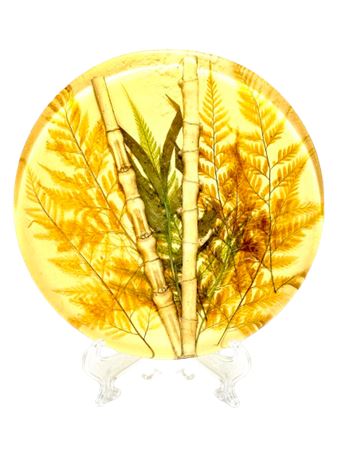 Vtg Resin Bamboo & Ferns Trivet