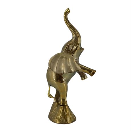 Vintage Brass Elephant on Pedestal