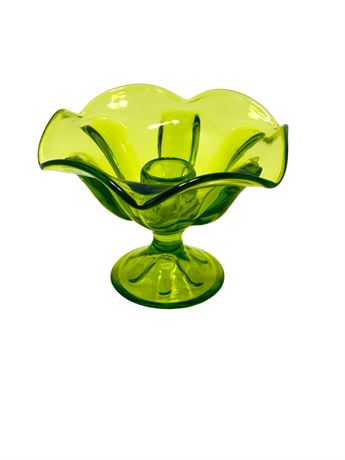Vtg Viking Glass Green Candle Pedastal