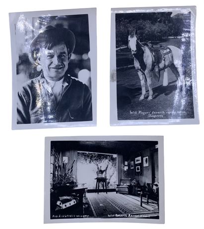 3 Old Hollywood Vintage Will Rogers Photographs