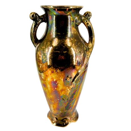 Arc-En-Ciel Pottery Art Nouveau Gold Luster Vase Zanesville, OH