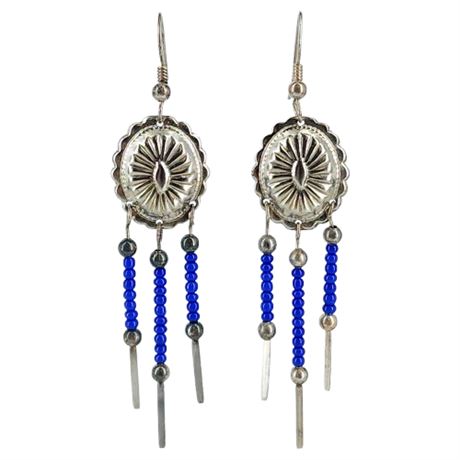 Vintage Native American Style Beaded Concho Earrings