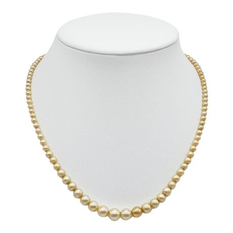Vintage Graduated Faux Pearl Necklace w/ 10K White Gold Clasp