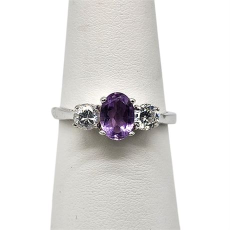 Holsted Jewelers Sterling Silver Amethyst Ring, Sz 8