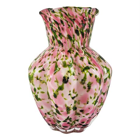 Fenton Vasa Murrhina Rose & Aventurine Green Flower Vase
