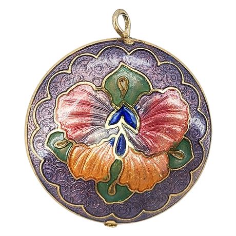 Vintage Double Sided Cloisonné Flower Pendant