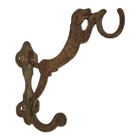 Vintage Ornamental Brass Dog Wall Hook