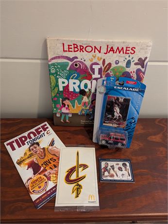 Lot Lebron James Basketball Cavs Items - Book, Car, Sticker