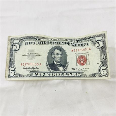 1963 Red Seal $5 Bill