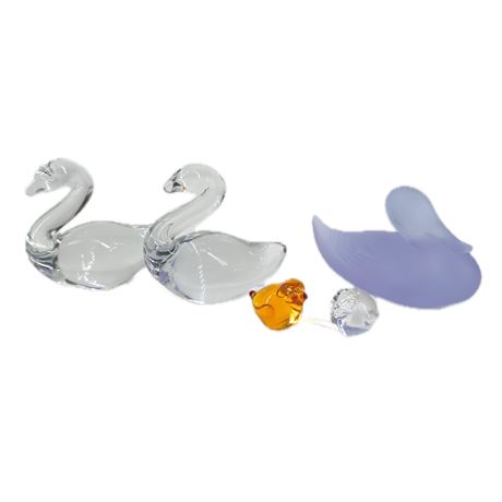 Duncan Miller Solid Glass Swans and Feathered Friends