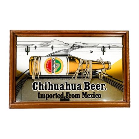 Chihuahua Beer Framed Mirror Bar Sign